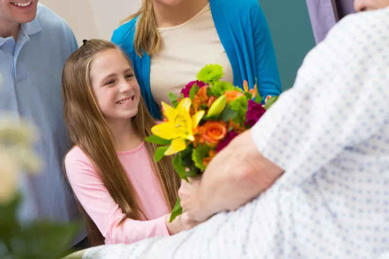 Family visiting family member in the hospital.