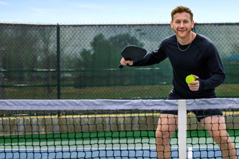 Man playing pickleball is feeling good after receiving orthopedic services at Texas Health Hospital Mansfield